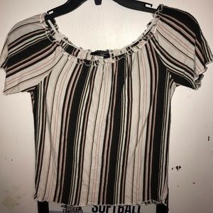 Off the shoulder. Shorter than a regular top